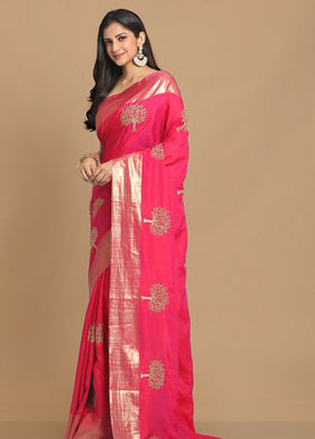 Traditional Rani Weaved Saree image number 3